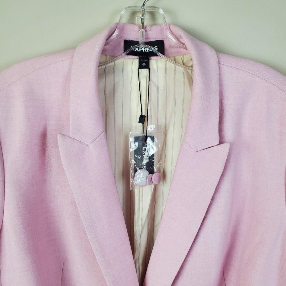 Express Pink Double Breasted Boyfriend Blazer Size - Picture 6 of 9